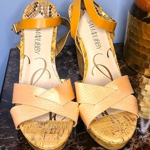 Sam & Libby Cork Wedge Dandals Size 9.5